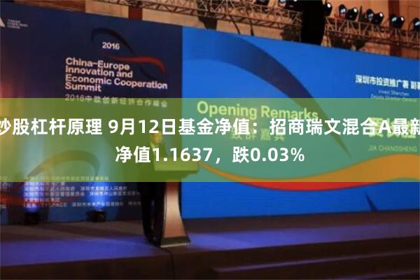 炒股杠杆原理 9月12日基金净值：招商瑞文混合A最新净值1.1637，跌0.03%