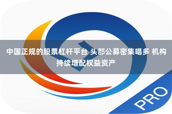 中国正规的股票杠杆平台 头部公募密集唱多 机构持续增配权益资产