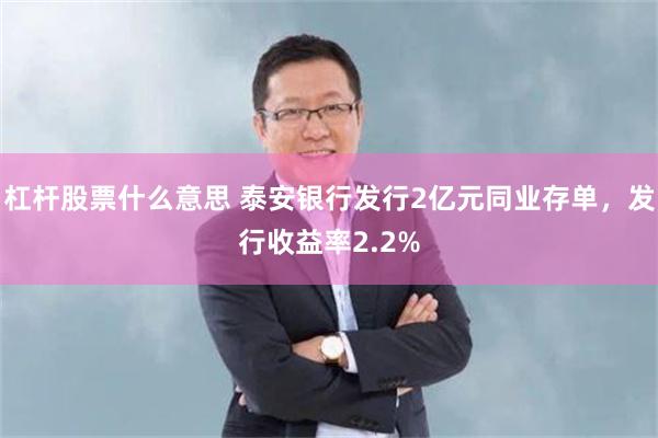 杠杆股票什么意思 泰安银行发行2亿元同业存单，发行收益率2.2%