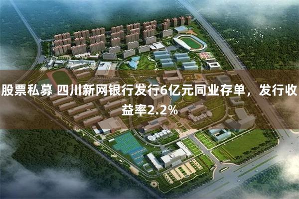 股票私募 四川新网银行发行6亿元同业存单，发行收益率2.2%