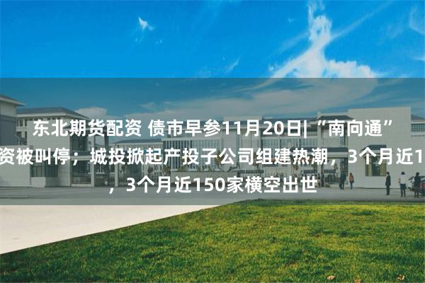 东北期货配资 债市早参11月20日| “南向通”城投点心债投资被叫停；城投掀起产投子公司组建热潮，3个月近150家横空出世