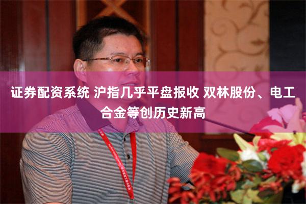证券配资系统 沪指几乎平盘报收 双林股份、电工合金等创历史新高