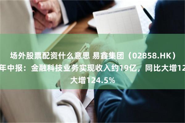 场外股票配资什么意思 易鑫集团（02858.HK）2025年中报：金融科技业务实现收入约19亿，同比大增124.5%
